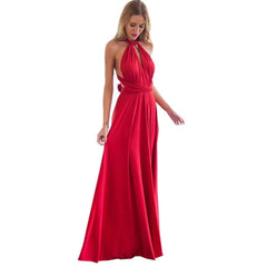 Sexy Damen Multiway Wickelkleid | Umwandelbares Boho Maxi Club Kleid | Rotes Bandage Lang Kleid | Party Brautjungfern Infinity Kleid 2025