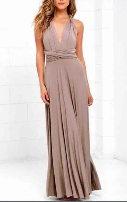 Sexy Damen Multiway Wickelkleid | Umwandelbares Boho Maxi Club Kleid | Rotes Bandage Lang Kleid | Party Brautjungfern Infinity Kleid 2025