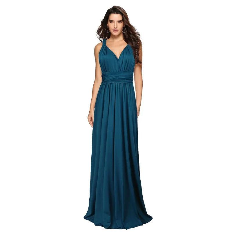 Sexy Damen Multiway Wickelkleid | Umwandelbares Boho Maxi Club Kleid | Rotes Bandage Lang Kleid | Party Brautjungfern Infinity Kleid 2025