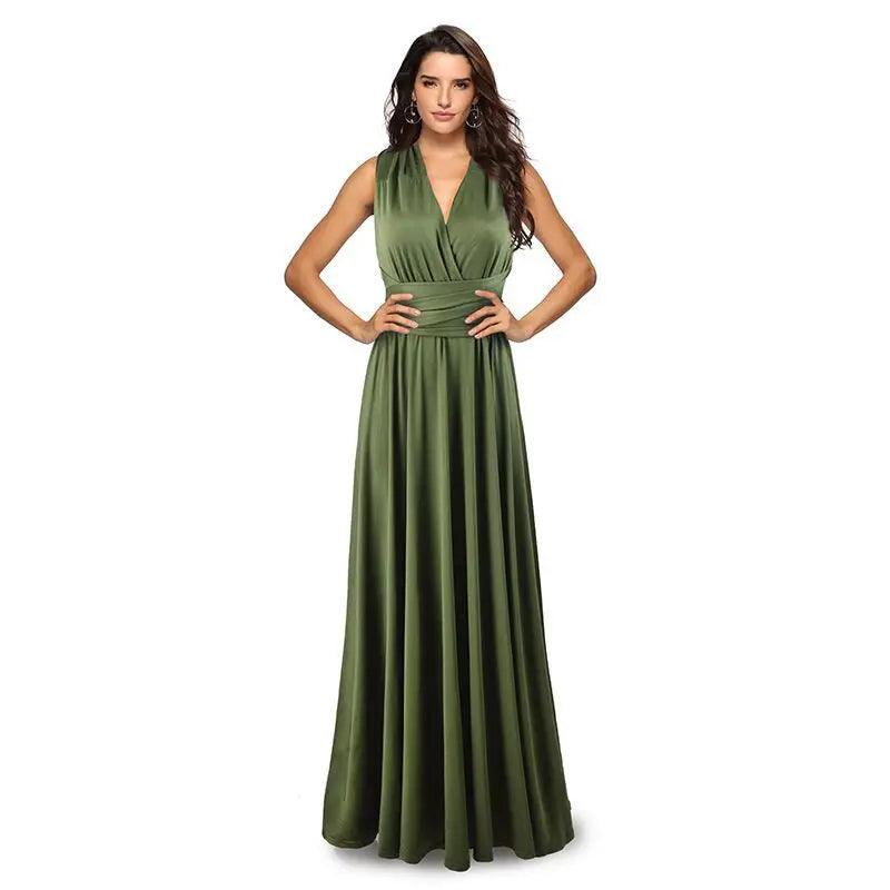 Sexy Damen Multiway Wickelkleid | Umwandelbares Boho Maxi Club Kleid | Rotes Bandage Lang Kleid | Party Brautjungfern Infinity Kleid 2025