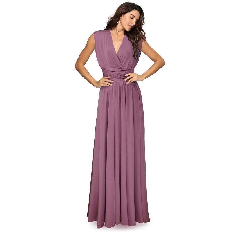 Sexy Damen Multiway Wickelkleid | Umwandelbares Boho Maxi Club Kleid | Rotes Bandage Lang Kleid | Party Brautjungfern Infinity Kleid 2025