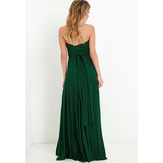 Sexy Damen Multiway Wickelkleid | Umwandelbares Boho Maxi Club Kleid | Rotes Bandage Lang Kleid | Party Brautjungfern Infinity Kleid 2025