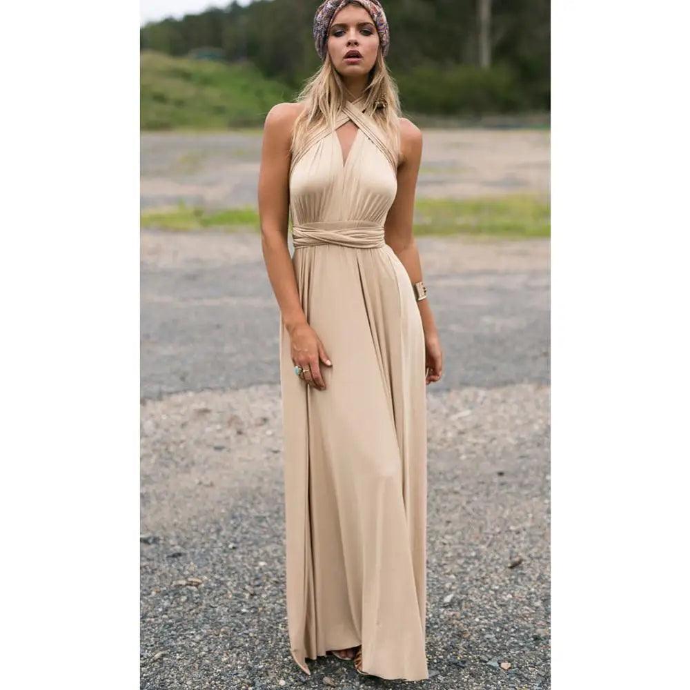 Sexy Damen Boho Maxi Club Kleid | Rotes Bandage Lang Kleid | Party Multiway Brautjungfern Umwandlungs Infinity Kleid 2025