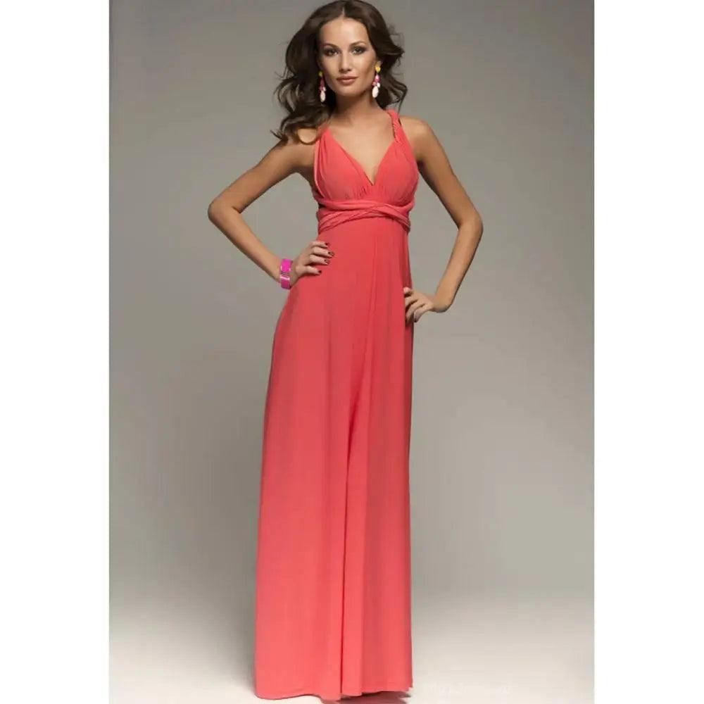 Sexy Damen Boho Maxi Club Kleid | Rotes Bandage Lang Kleid | Party Multiway Brautjungfern Umwandlungs Infinity Kleid 2025