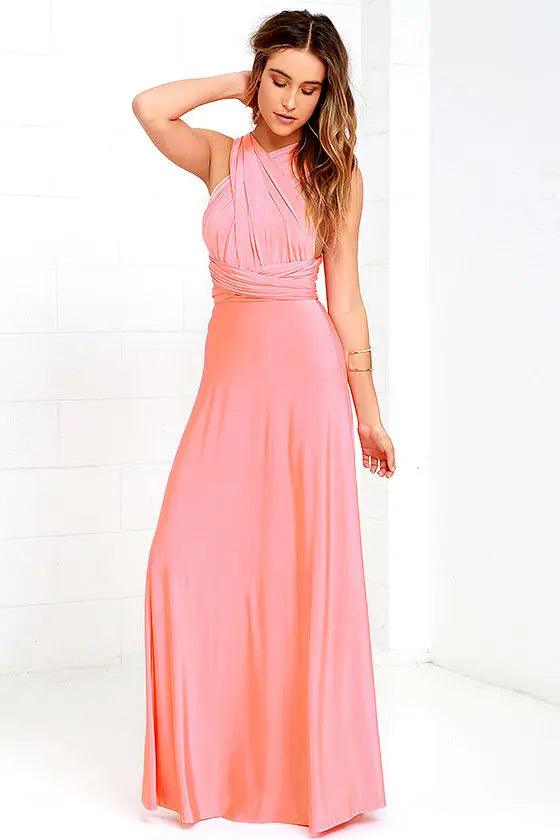 Sexy Damen Boho Maxi Club Kleid | Rotes Bandage Lang Kleid | Party Multiway Brautjungfern Umwandlungs Infinity Kleid 2025