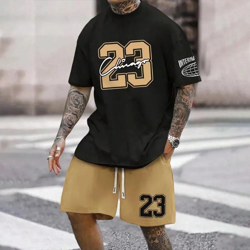 2024 Neue Mode 3D Gedruckter Herrenanzug – Oversized Kurzarm T-Shirt und Shorts Set für den perfekten Sommer-Look!