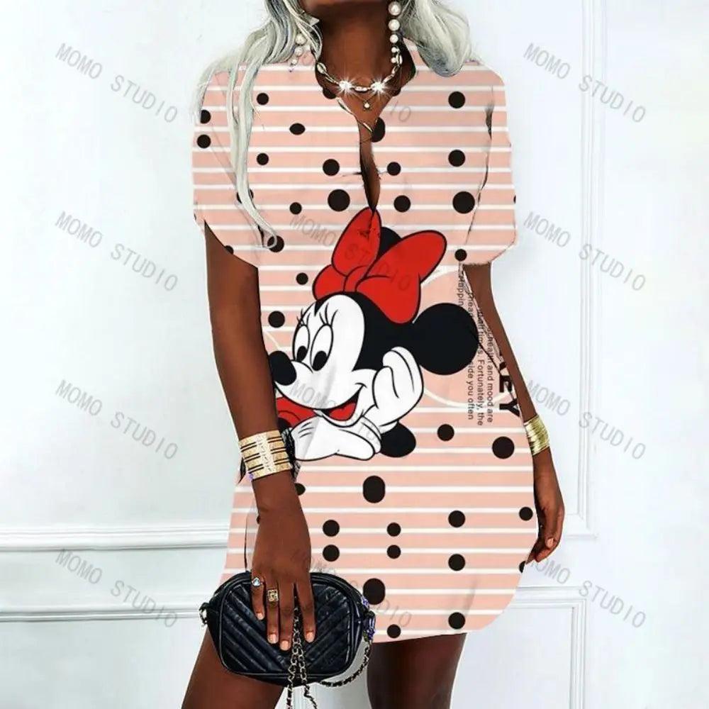 2023 Mickey & Minnie Mouse Disney Kleid | Sexy V-Ausschnitt Party-Minikleid im Y2K-Stil | Elegante Damenmode