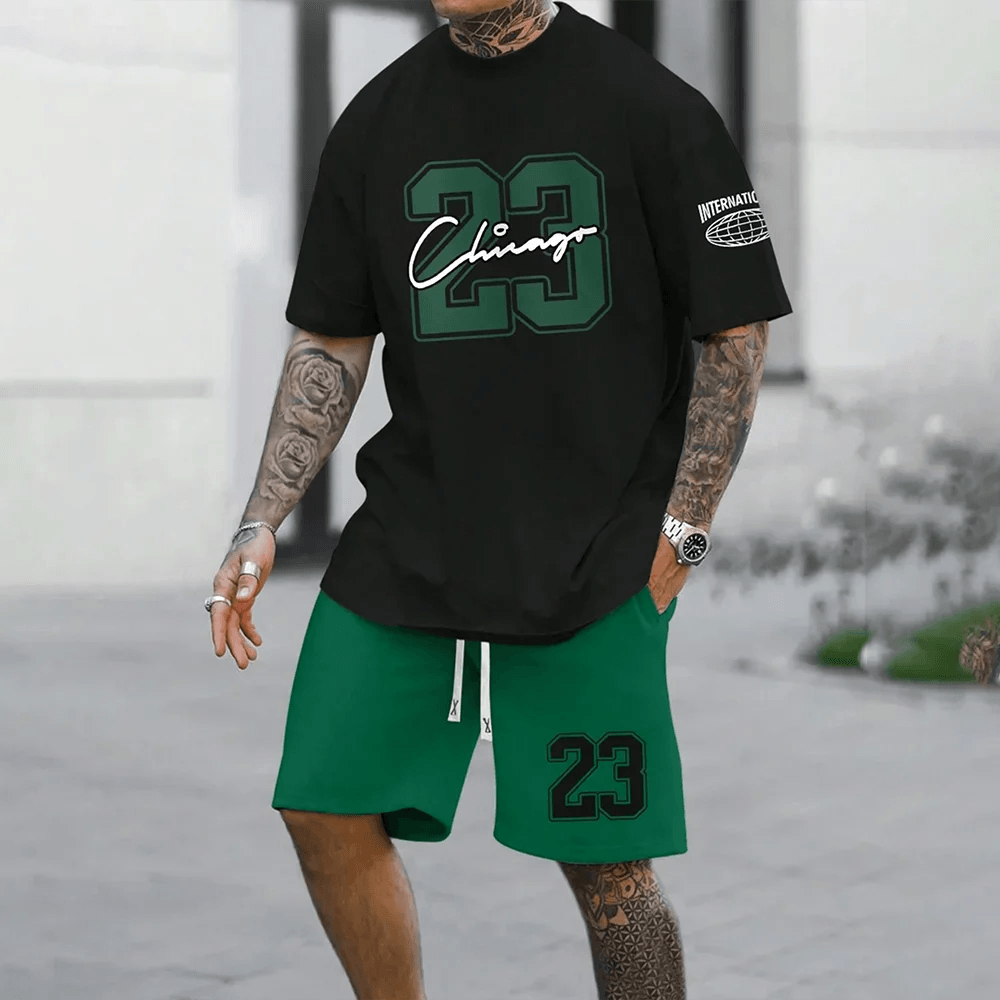 2024 Neue Mode 3D Gedruckter Herrenanzug – Oversized Kurzarm T-Shirt und Shorts Set für den perfekten Sommer-Look!