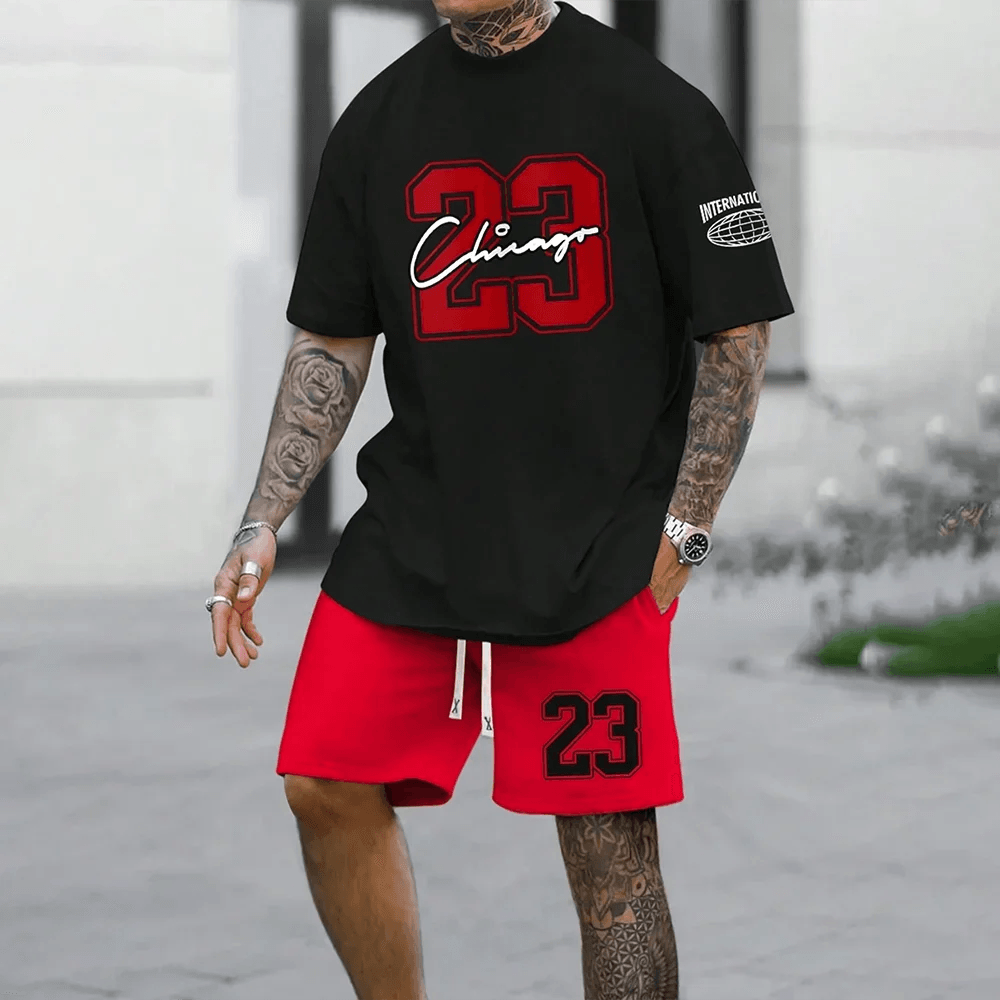 2024 Neue Mode 3D Gedruckter Herrenanzug – Oversized Kurzarm T-Shirt und Shorts Set für den perfekten Sommer-Look!