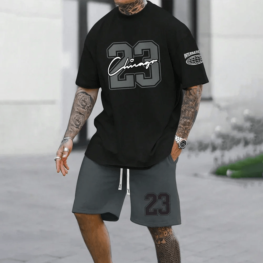 2024 Neue Mode 3D Gedruckter Herrenanzug – Oversized Kurzarm T-Shirt und Shorts Set für den perfekten Sommer-Look!