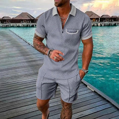 BOILEN HENG XIN - Männer Freizeit Set mit 3D Digitaldruck – Kurzarm Pullover & Shorts