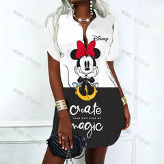 2023 Mickey & Minnie Mouse Disney Kleid | Sexy V-Ausschnitt Party-Minikleid im Y2K-Stil | Elegante Damenmode