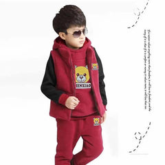 Boys &amp; Girls Padded Warm 3-Piece Set | Cute Cartoon Sweatshirt &amp; Pants Outfit