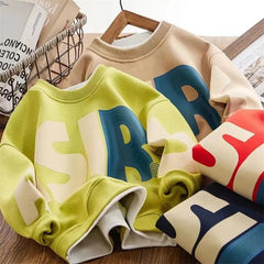 Herbst Kinderkleidung | Jungen Sweatshirt mit Buchstabenprint | Modisches Kapuzenloses Hoodie | Sportlich &amp; Lässig