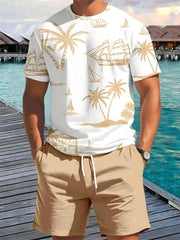 Sommer 2-Teile Casual Herren Set – Hawaiianischer Print T-Shirt und Shorts für den perfekten Sommerlook!