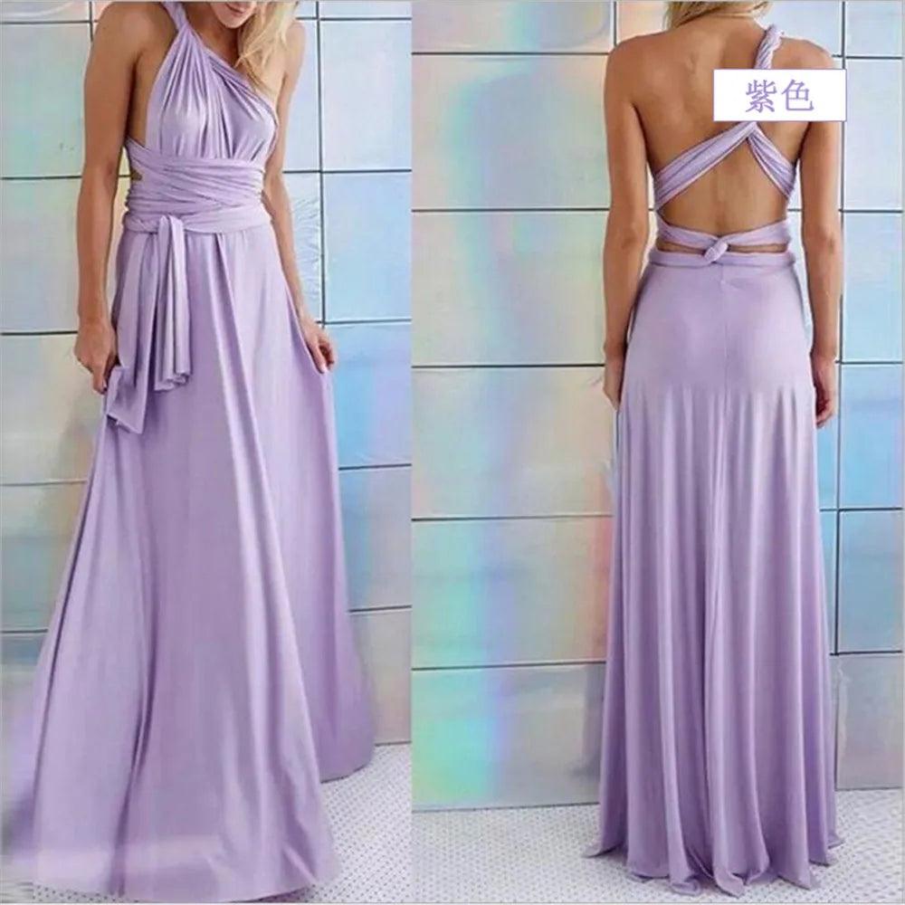 Sexy Damen Wickelkleid | Umwandelbares Brautjungfernkleid | Plissiertes Bodenlanges Kleid | Landhochzeit, Strandhochzeit & Party Gästekleid | Langes Promkleid 2025