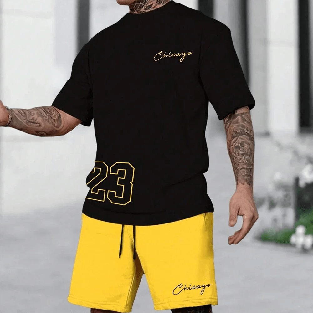 2024 Neue Mode 3D Gedruckter Herrenanzug – Oversized Kurzarm T-Shirt und Shorts Set für den perfekten Sommer-Look!